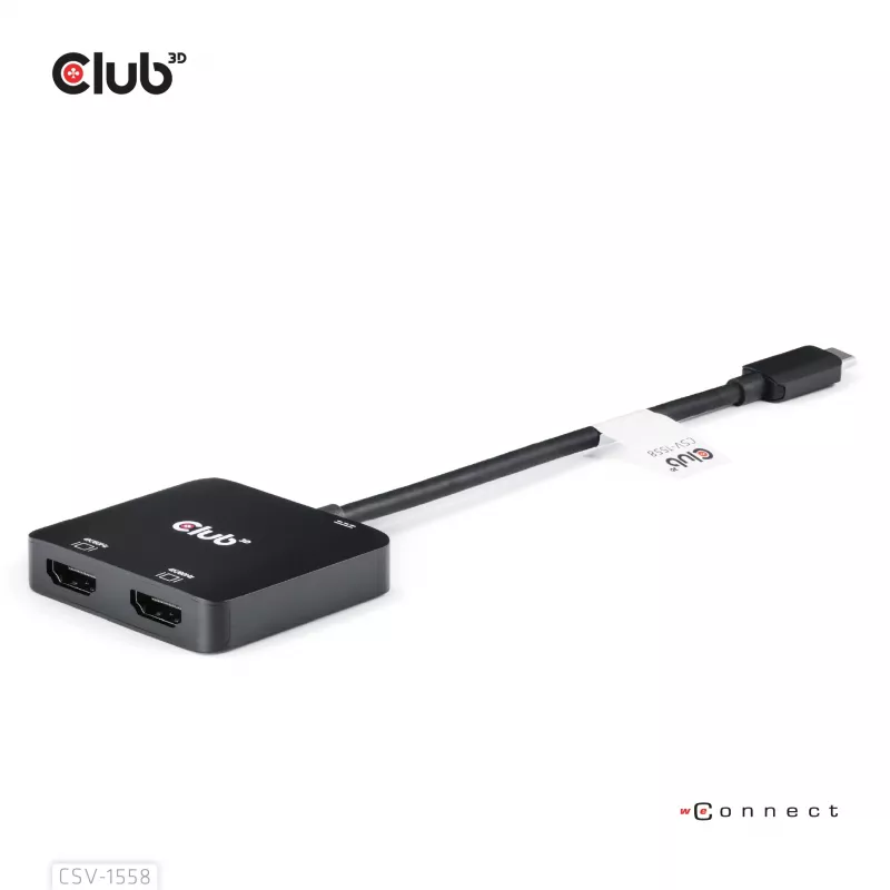CLUB3D USB-C® centrmezgls uz diviem HDMI™ 4K60Hz M/F+PD3.0 100 W