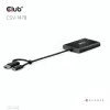 Video sadalītājs Club 3D CSV-1478 USB Type-C (ar USB-A adapteri) uz diviem DisplayPort 4K60Hz, melns
