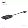 Video sadalītājs Club 3D CSV-1478 USB Type-C (ar USB-A adapteri) uz diviem DisplayPort 4K60Hz, melns