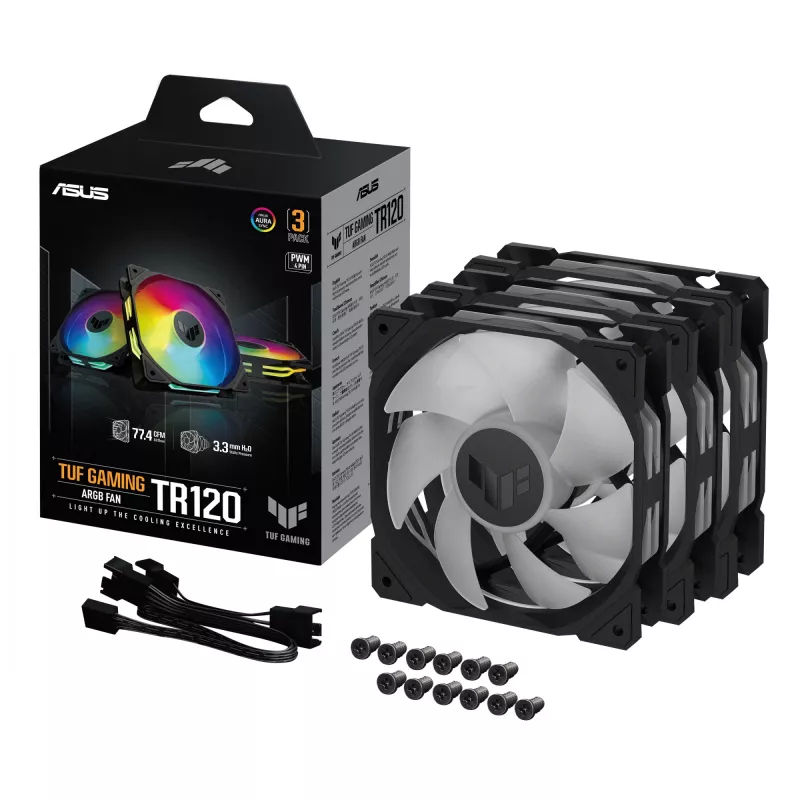 ASUS TUF GAMING TR120 ARGB 3IN1 Melns Datora korpusa gaisa dzesētājs 12 cm