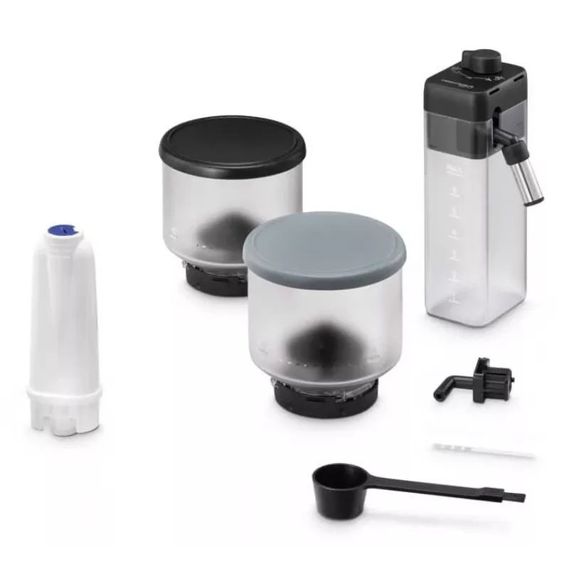 Espresso automāts De’Longhi Rivelia EXAM440.55.g — pilnībā automātisks, 1,4 L ūdens tvertne, 250 g dzirnaviņas, 19 bāri, TFT skārienekrāns