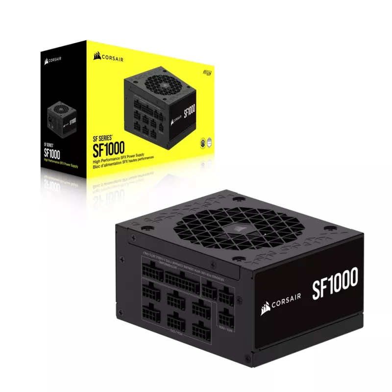 Barošanas bloks CORSAIR CP-9020257-EU — 1000 W, 24-pin ATX, 80 PLUS Gold, 140 mm ventilators, melns