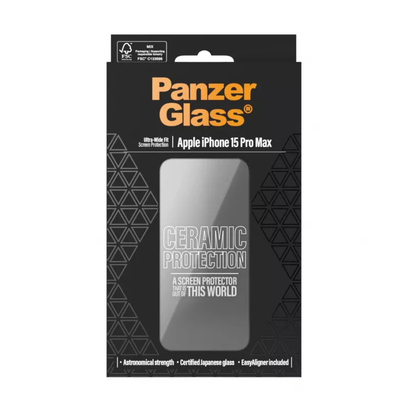 PanzerGlass ® Keramikas aizsardzība iPhone 15 Pro Max | Ultra-Wide Fit ar EasyAligner