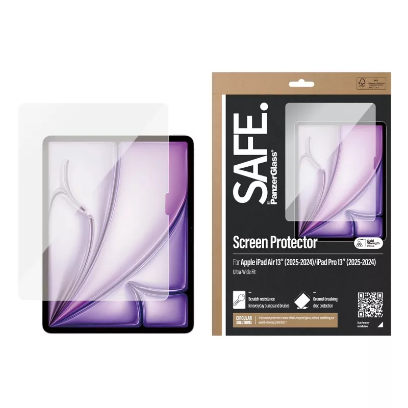 PanzerGlass SAFE. by ® ekrāna aizsargs iPad Air 13'' (2024-2026) |iPad Pro 13'' (2024-2025) | Ultra-Wide Fit