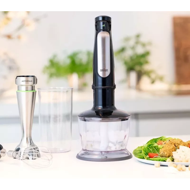 Braun MQ 7035X 0,6 L iegremdējamais blenderis 1000 W melns, satīna tērauds