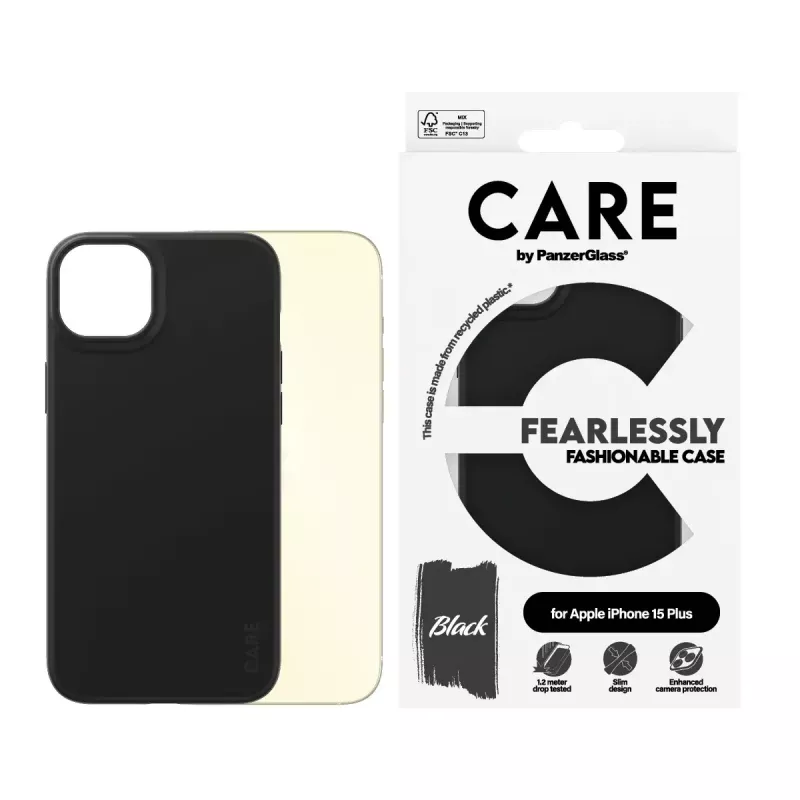 PanzerGlass CARE by moderns vāciņš Melns iPhone 15 Plus caurspīdīgs vāciņš