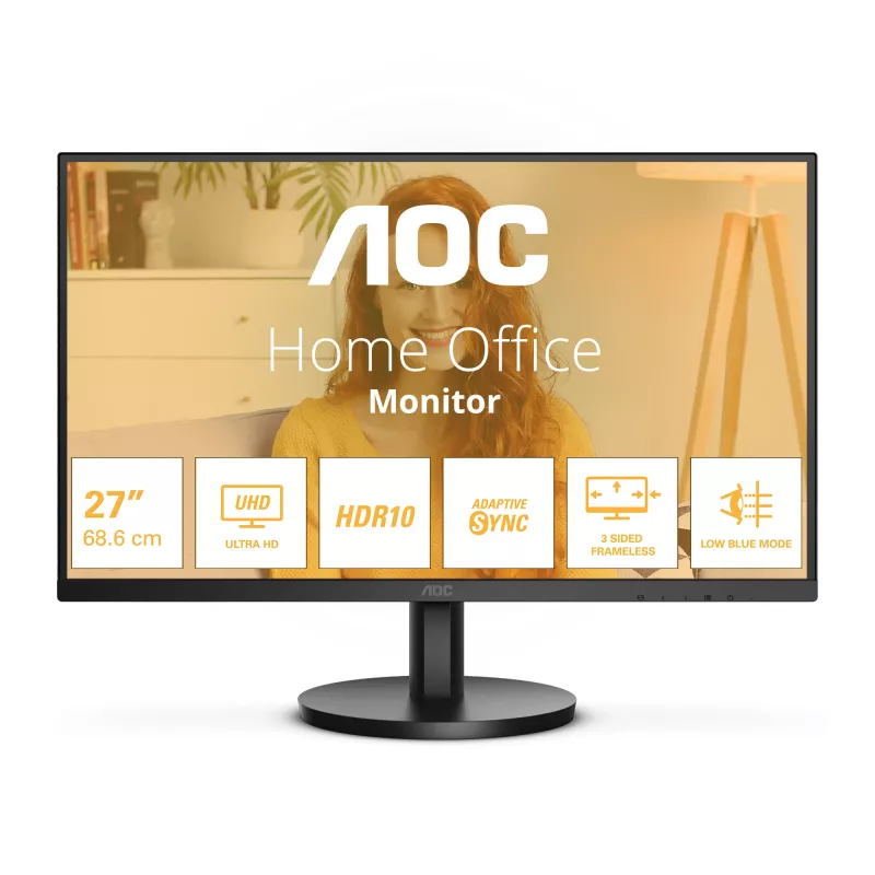 AOC B3 U27B3M datora monitors 68,6 cm (27 colli) 3840 x 2160 pikseļi 4K Ultra HD LCD Melns
