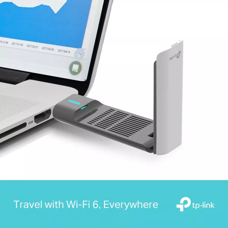 Bezvadu USB adapteris TP-Link Archer AX3000 (Archer TX50UH) – divjoslu Wi‑Fi 6, USB 3.2 Gen1, līdz 3000 Mbps, iekšējā antena, Windows 11