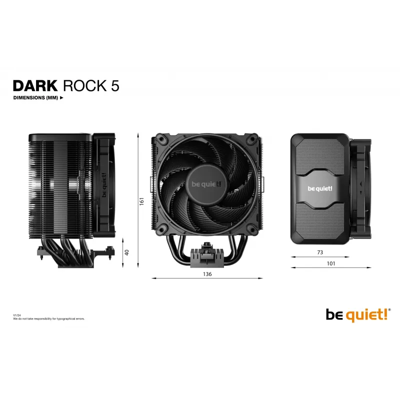 be quiet! DARK ROCK 5 Procesora gaisa dzesētājs 12 cm Melns 1 gab.