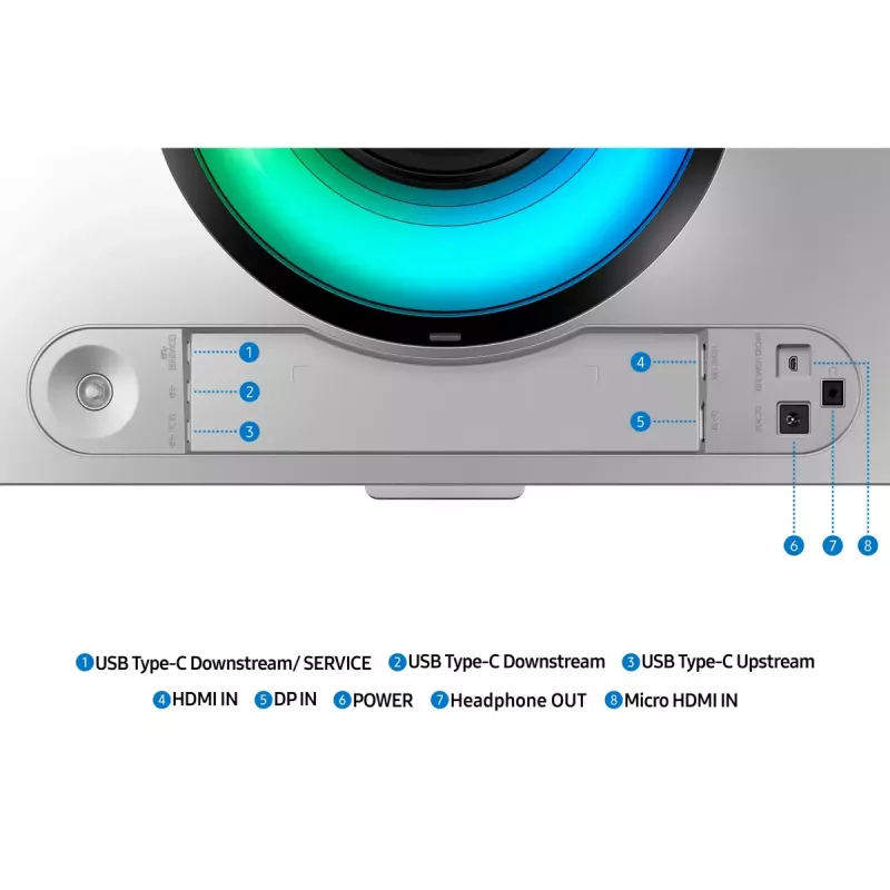 49 collu OLED izliekts monitors Samsung S49DG934SU — 5120×1440 Dual QHD, 32:9, 0,03 ms, USB centrmezgls, VESA, augstuma regulēšana, sudraba