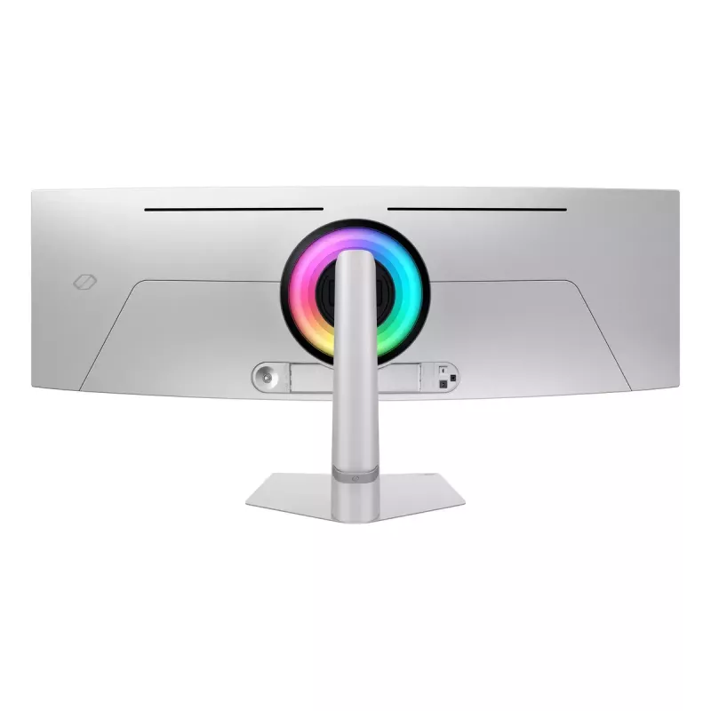 49 collu OLED izliekts monitors Samsung S49DG934SU — 5120×1440 Dual QHD, 32:9, 0,03 ms, USB centrmezgls, VESA, augstuma regulēšana, sudraba