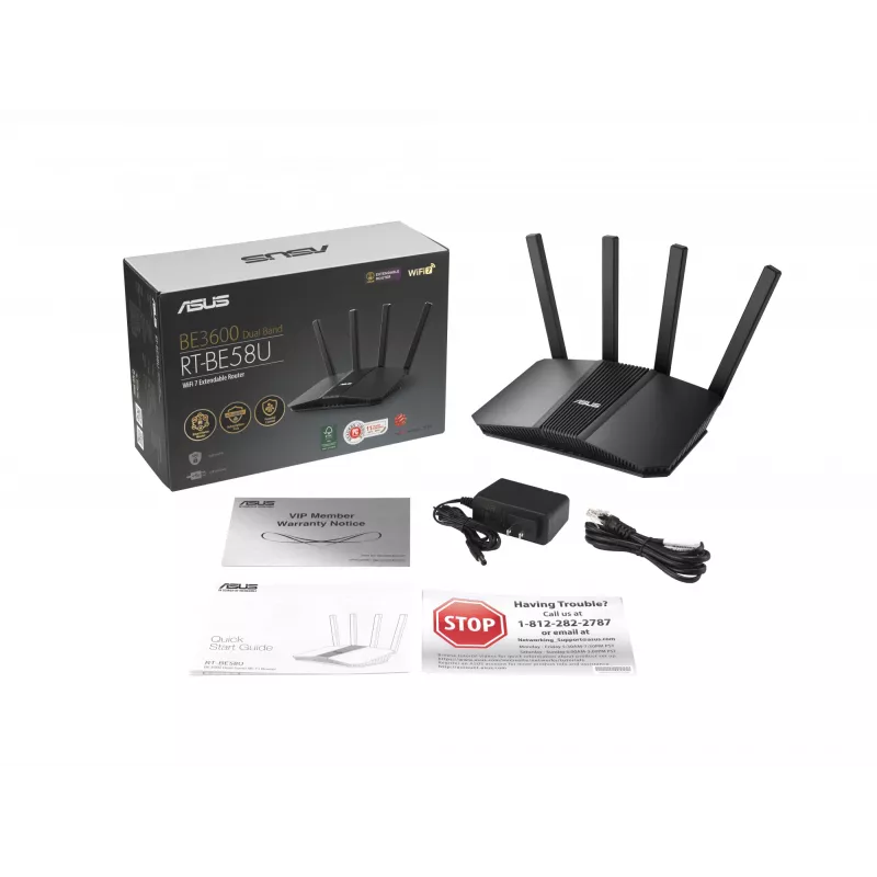 ASUS RT-BE58U V2 bezvadu maršrutētājs 2.5 Gigabit Ethernet Divjoslu (2.4 GHz / 5 GHz) Melns