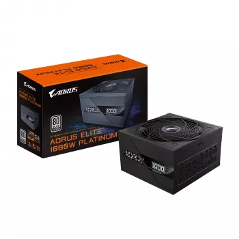 GIGABYTE AORUS ELITE P1000W ICE Barošanas bloks - PCIe 5.0, 80 PLUS Platinum, pilnībā modulārs dizains, 120 mm ventilators, ATX 3.0 saderīgs, EU spraudnis