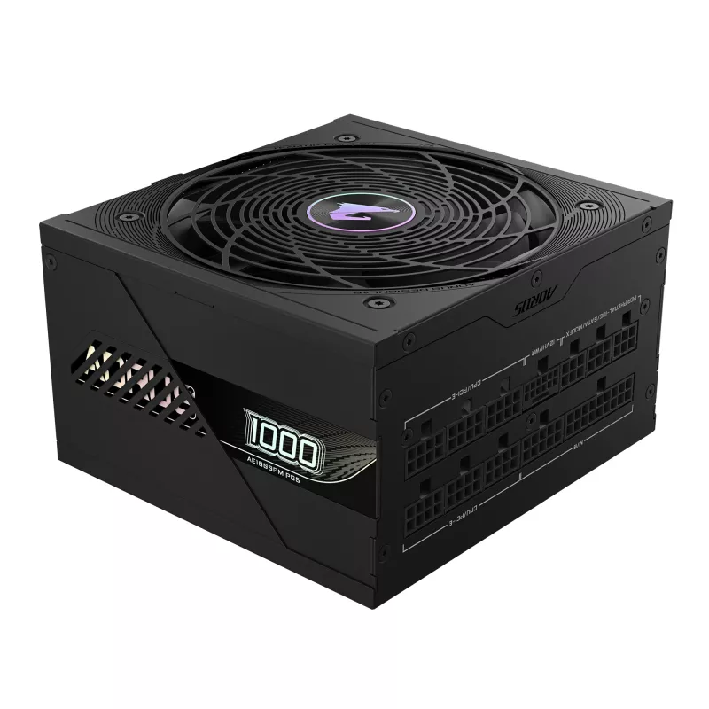 GIGABYTE AORUS ELITE P1000W ICE Barošanas bloks - PCIe 5.0, 80 PLUS Platinum, pilnībā modulārs dizains, 120 mm ventilators, ATX 3.0 saderīgs, EU spraudnis