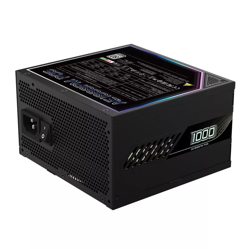 GIGABYTE AORUS ELITE P1000W ICE Barošanas bloks - PCIe 5.0, 80 PLUS Platinum, pilnībā modulārs dizains, 120 mm ventilators, ATX 3.0 saderīgs, EU spraudnis