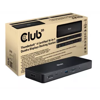 CLUB3D CSV-1583 klēpjdatora dokstacija/portu replikators Vadu Thunderbolt 4 Melna