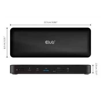 CLUB3D CSV-1583 klēpjdatora dokstacija/portu replikators Vadu Thunderbolt 4 Melna