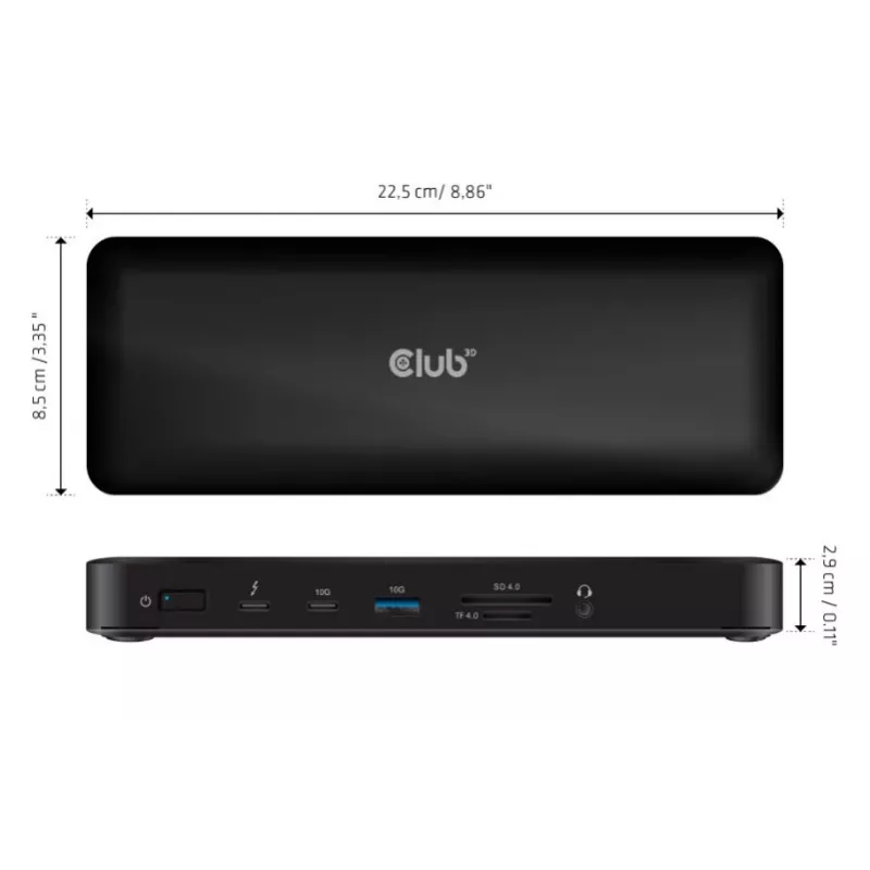CLUB3D CSV-1583 klēpjdatora dokstacija/portu replikators Vadu Thunderbolt 4 Melna