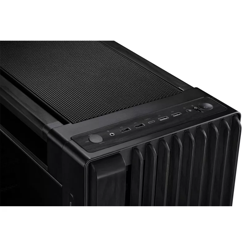 PC Case ASUS ProArt PA602 Wood Edition Midi Tower Melns — Wood, ATX/EATX support, Tempered glass, 4×3.5 inch / 8×2.5 inch, GPU up to 450 mm
