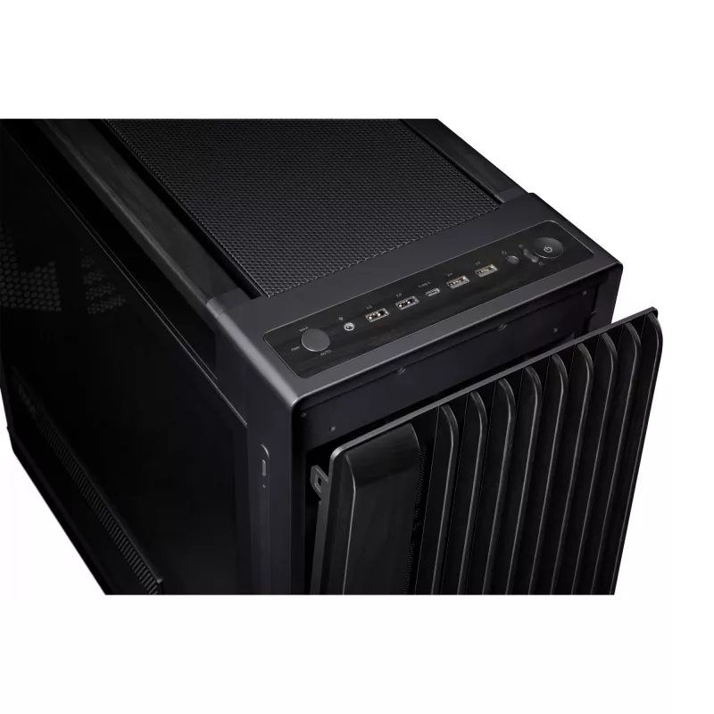 PC Case ASUS ProArt PA602 Wood Edition Midi Tower Melns — Wood, ATX/EATX support, Tempered glass, 4×3.5 inch / 8×2.5 inch, GPU up to 450 mm