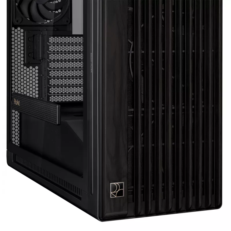 PC Case ASUS ProArt PA602 Wood Edition Midi Tower Melns — Wood, ATX/EATX support, Tempered glass, 4×3.5 inch / 8×2.5 inch, GPU up to 450 mm