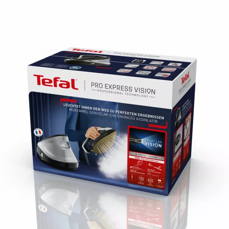 Tefal Pro Express Vision GV9821 3000 W 1.2 L Durilium AirGlide Autoclean zole Melns, Sudrabs