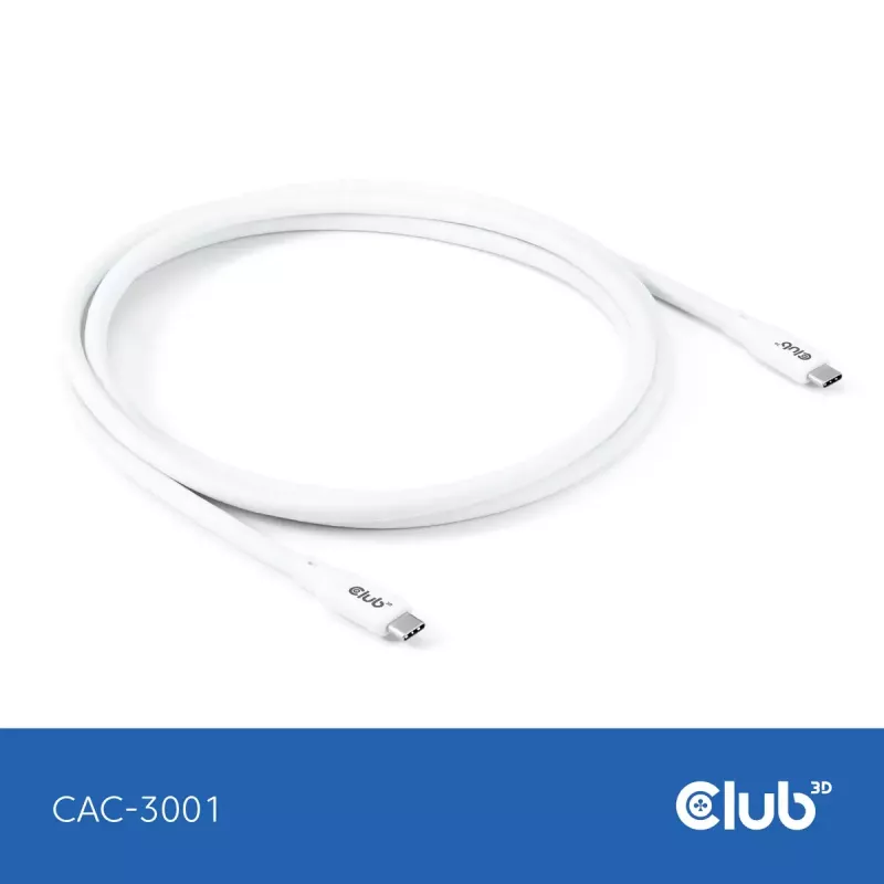 USB C kabelis CLUB3D CAC-3001 2m USB4 Gen 3x2 balts