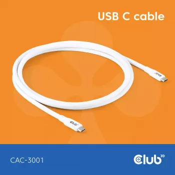 USB C kabelis CLUB3D CAC-3001 2m USB4 Gen 3x2 balts