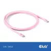 USB C kabelis CLUB3D CAC-3002 2m USB4 Gen 3x2 Rozā