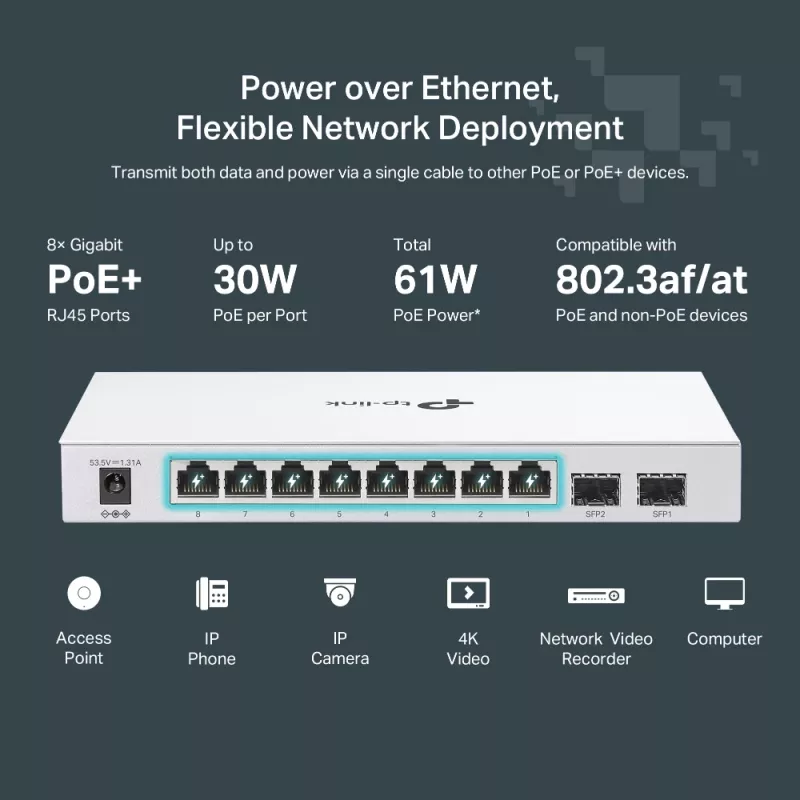 TP-Link FESTA FS310GP tīkla slēdzis, pārvaldīts L2/L2+ Gigabit Ethernet (10/100/1000) Power over Ethernet (PoE) 1U balts