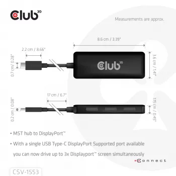 CLUB3D USB-C® uz Triple DisplayPort™ 4K60Hz