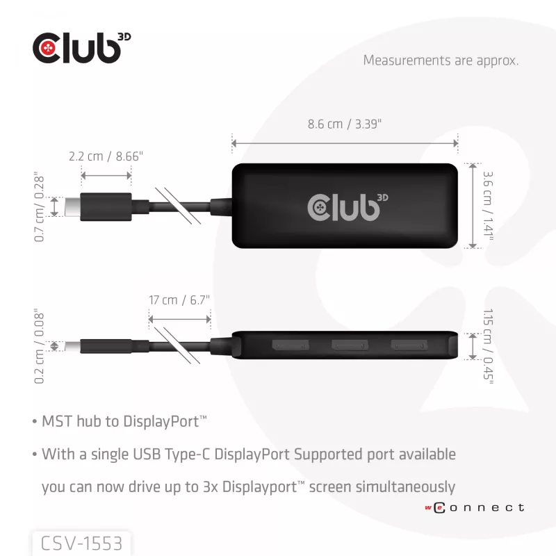 CLUB3D USB-C® uz Triple DisplayPort™ 4K60Hz