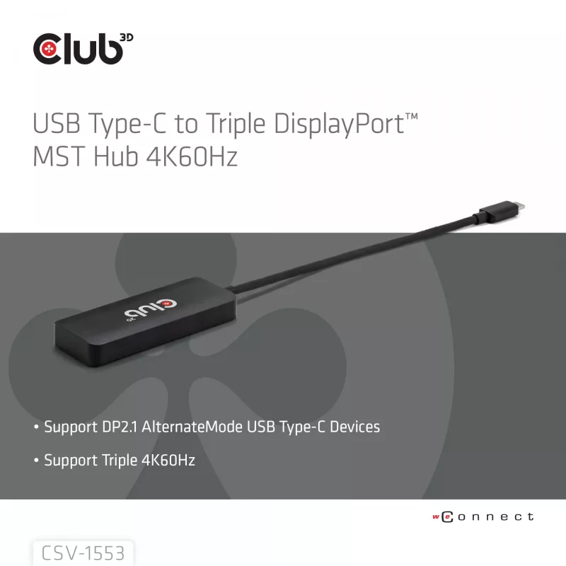 CLUB3D USB-C® uz Triple DisplayPort™ 4K60Hz
