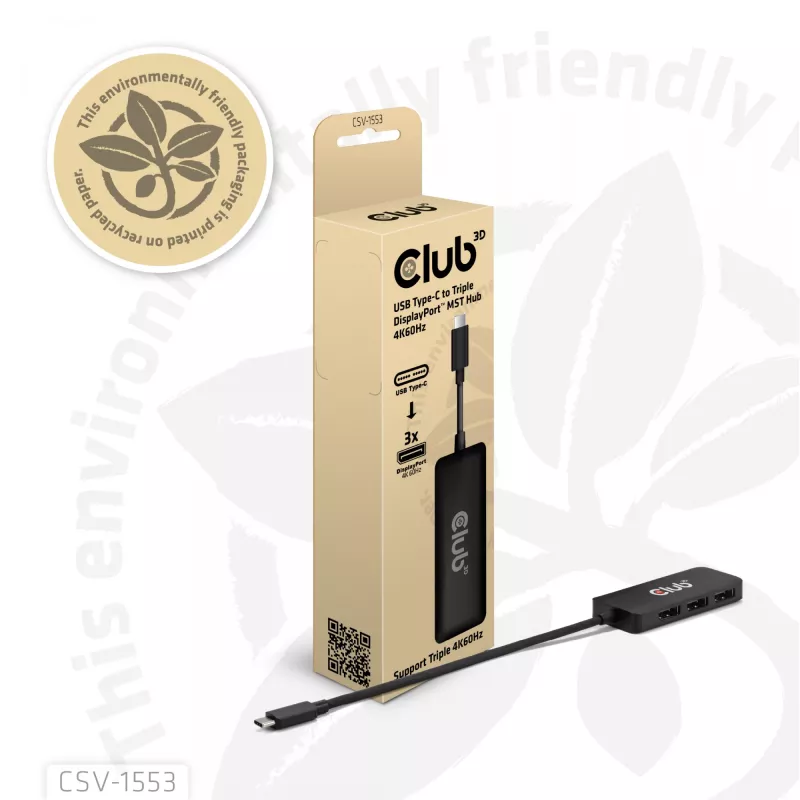 CLUB3D USB-C® uz Triple DisplayPort™ 4K60Hz