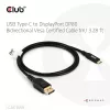 USB Type-C uz DisplayPort 2.1 kabelis, club 3d CAC-1559, divvirzienu, VESA DP80 sertificēts, 1 m