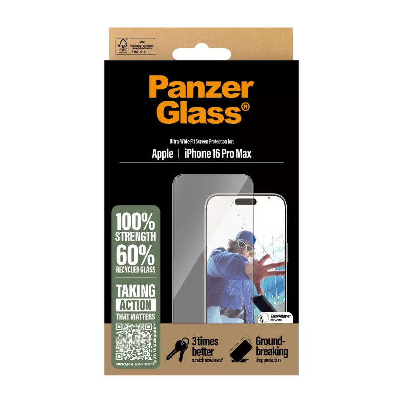 PanzerGlass® ekrāna aizsargs iPhone 16 Pro Max | Ultra-Wide Fit