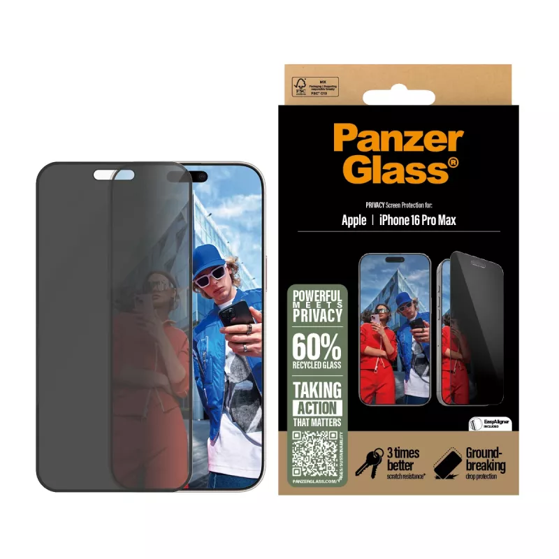 PanzerGlass® Privātuma ekrāna aizsargs iPhone 16 Pro Max | Ultra-Wide Fit ar EasyAligner