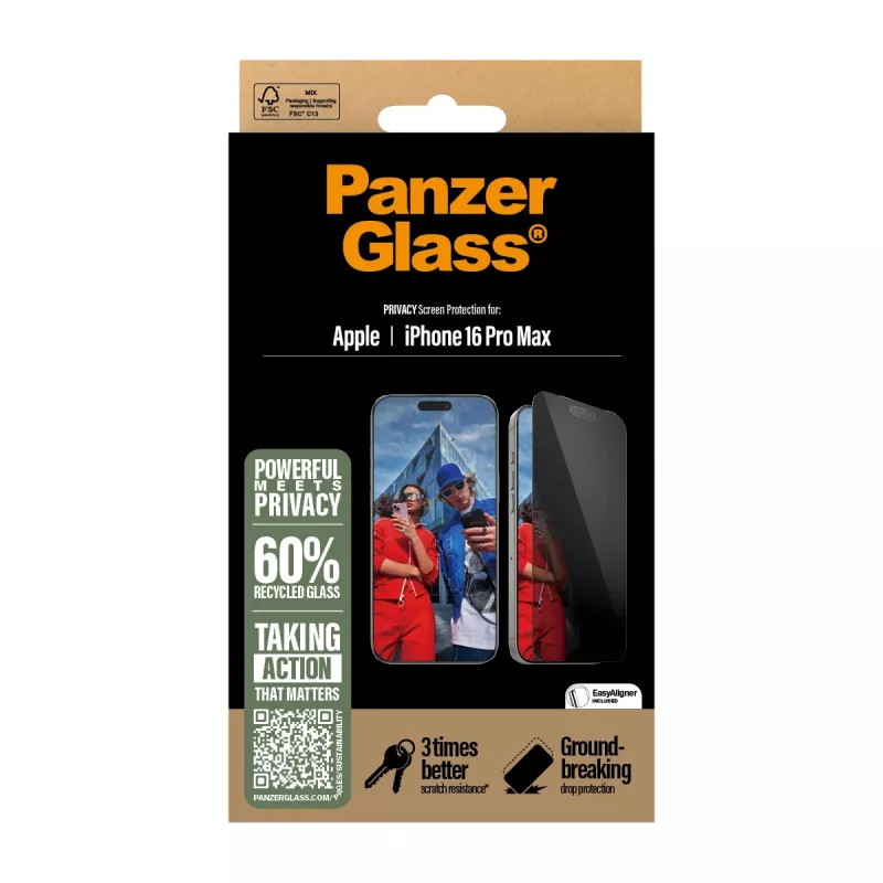 PanzerGlass® Privātuma ekrāna aizsargs iPhone 16 Pro Max | Ultra-Wide Fit ar EasyAligner