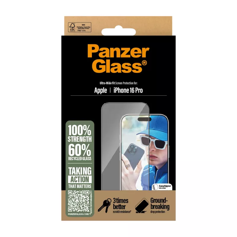 PanzerGlass ® Ekrāna aizsargs iPhone 16 Pro | Ultra-Wide Fit