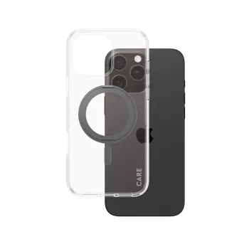 PanzerGlass CARE™ by ® Case Caurspīdīgs ar Melnu Statīvu un MagSafe iPhone 16 Pro Max