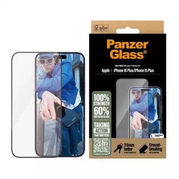 PanzerGlass ® Ekrāna aizsargs iPhone 16 Plus | 15 Plus | Ultra-Wide Fit