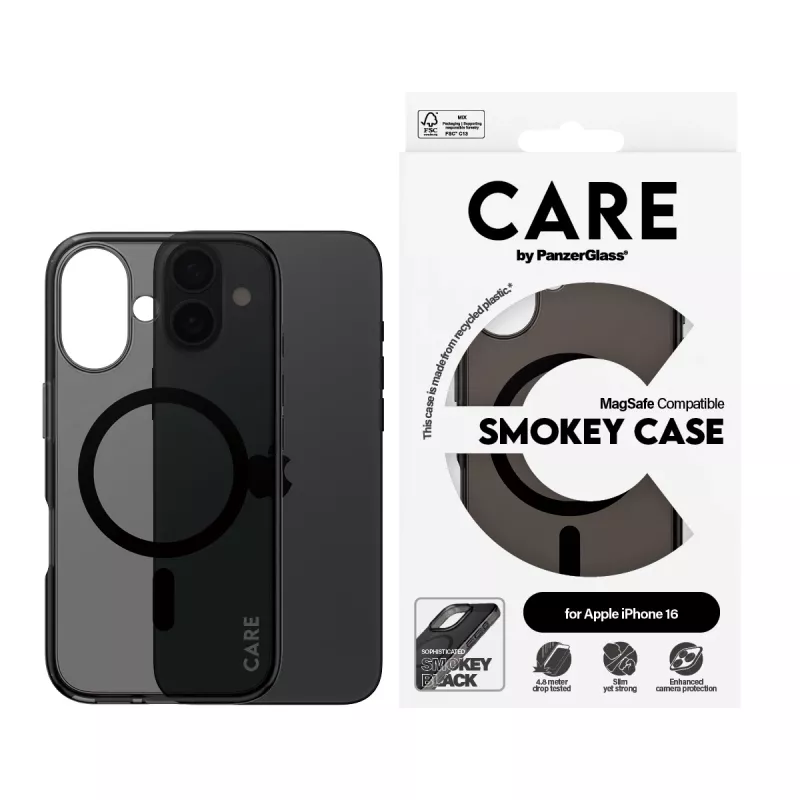 PanzerGlass CARE™ by ® Urban Combat Case Smokey w. Melns MagSafe iPhone 16