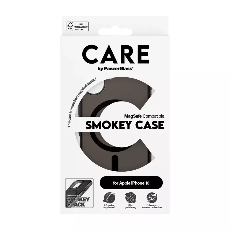 PanzerGlass CARE™ by ® Urban Combat Case Smokey w. Melns MagSafe iPhone 16