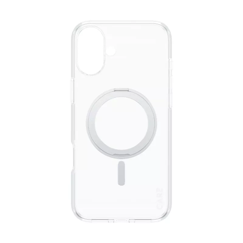 PanzerGlass CARE™ by ® caurspīdīgs vāciņš ar sudraba statīvu un MagSafe iPhone 16 Plus
