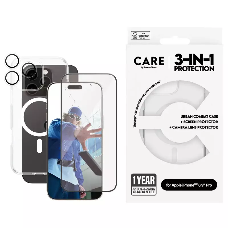 PanzerGlass ® | CARE by ® Flagship 3-in-1 komplekts iPhone 16 Pro Max