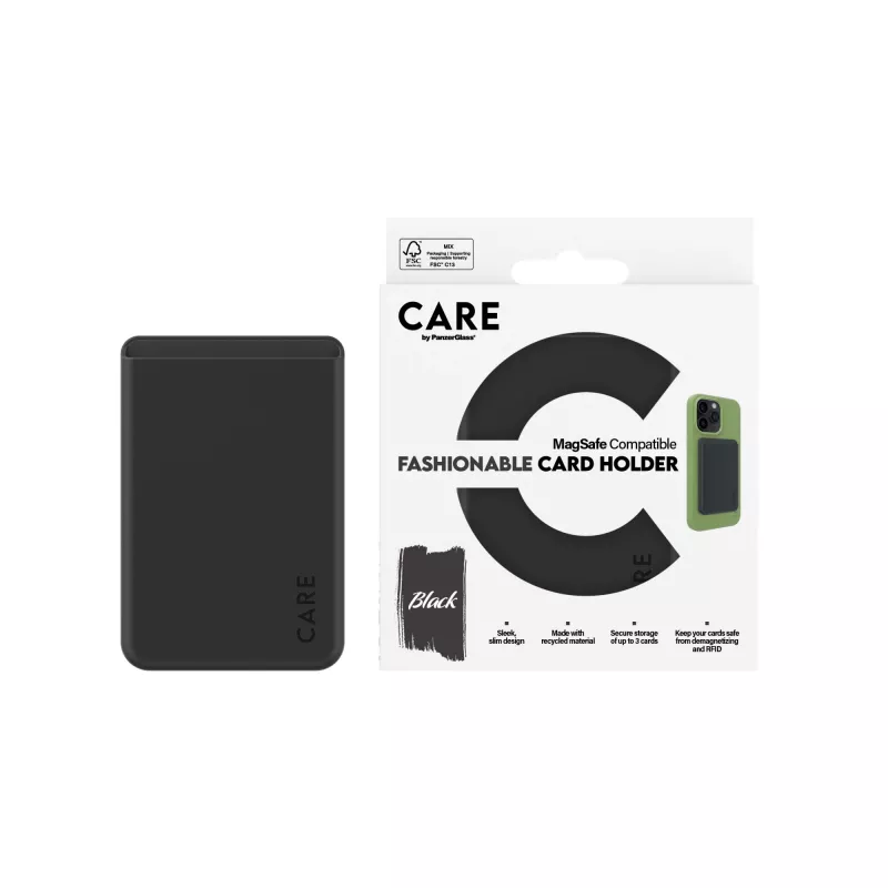 PanzerGlass CARE by Fashionable Card Holder vāciņš melns iPhone caurspīdīgs