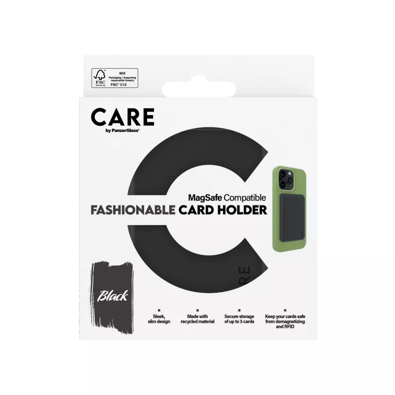 PanzerGlass CARE by Fashionable Card Holder vāciņš melns iPhone caurspīdīgs