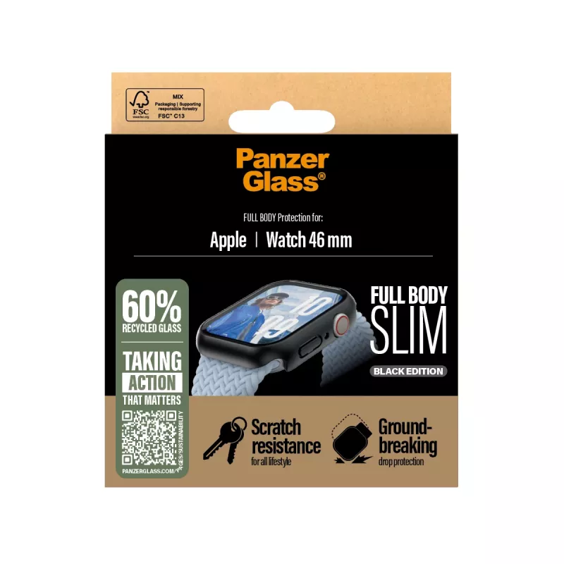 PanzerGlass Snappie Full Body plāns Melns ekrāna aizsargs Apple Watch Series 10 46mm