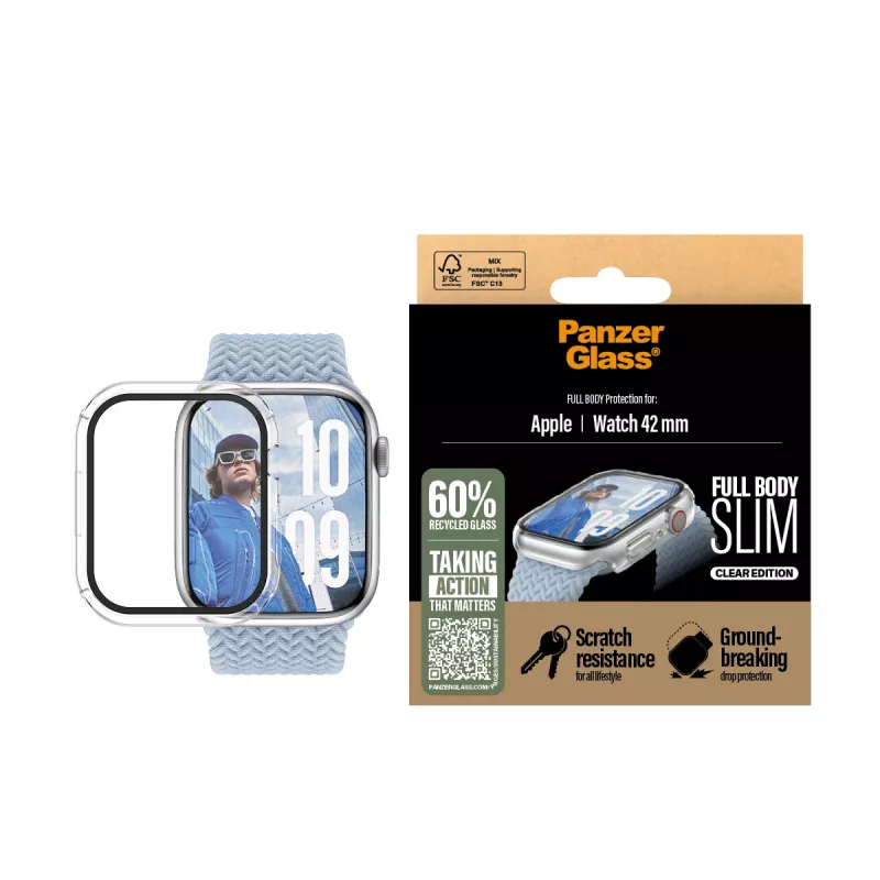 PanzerGlass ekrāna aizsargs Snappie pilna korpusa plāns caurspīdīgs Apple Watch 41mm '24
