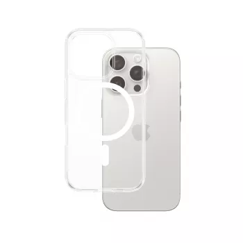 Cover PanzerGlass HardCase Transparent w. balta MagSafe iPhone 16 Pro